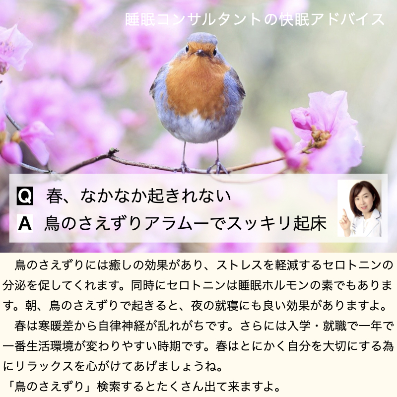 快眠アドバイス第６０回「鳥のさえずりアラムーでスッキリ起床」/「設定鳥叫聲音效作為手機鬧鐘」