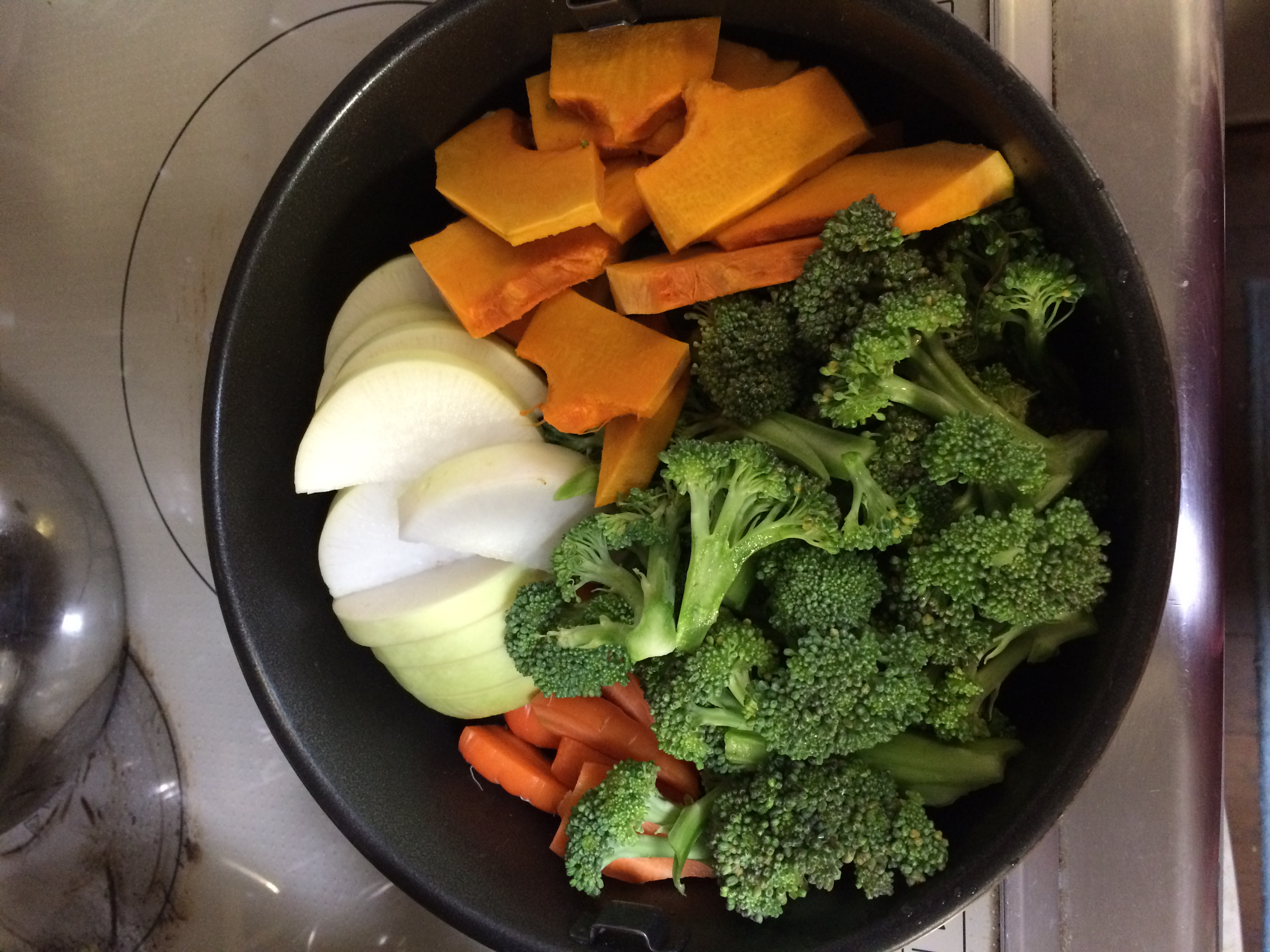 不思議な蒸気鍋(^^♪　不思議なことがたーーくさん♪素材の栄養たっぷり～温野菜