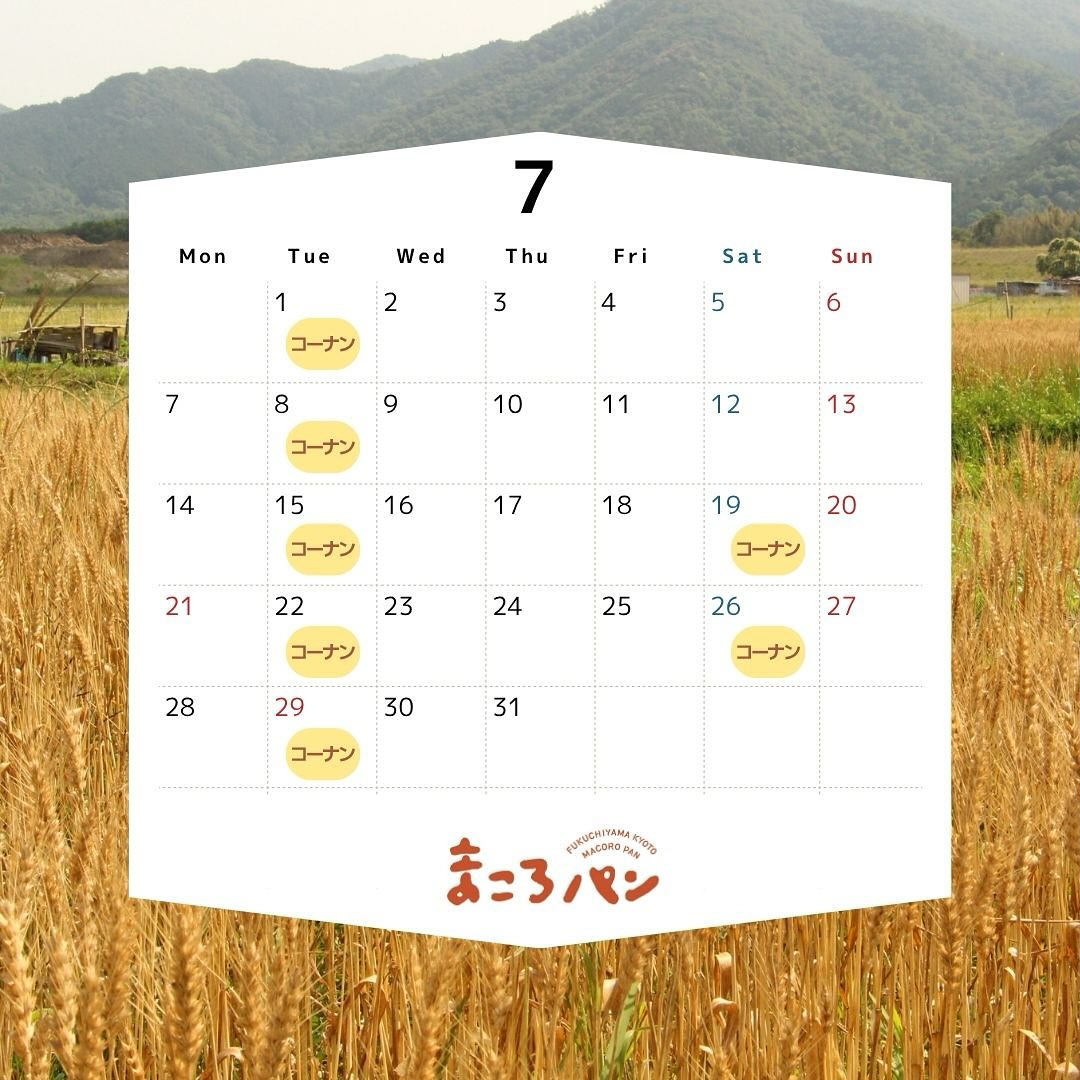 7月の出店・委託販売予定　まころパン