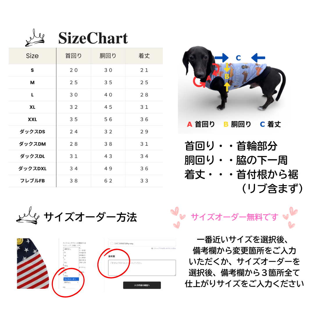 仕上がりサイズ・オーダー方法について