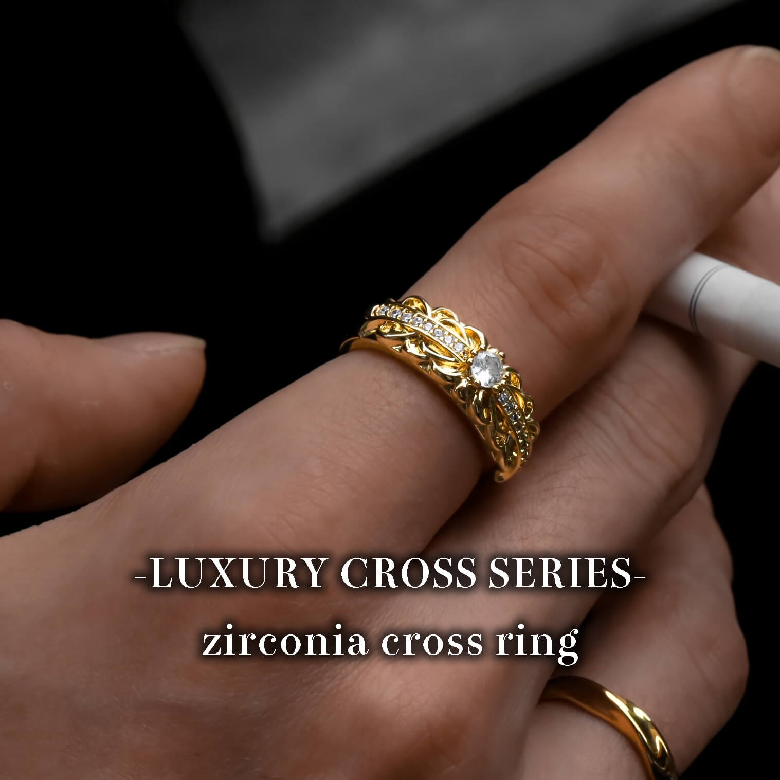 -LUXURY CROSS SERIES-zirconia cross ring