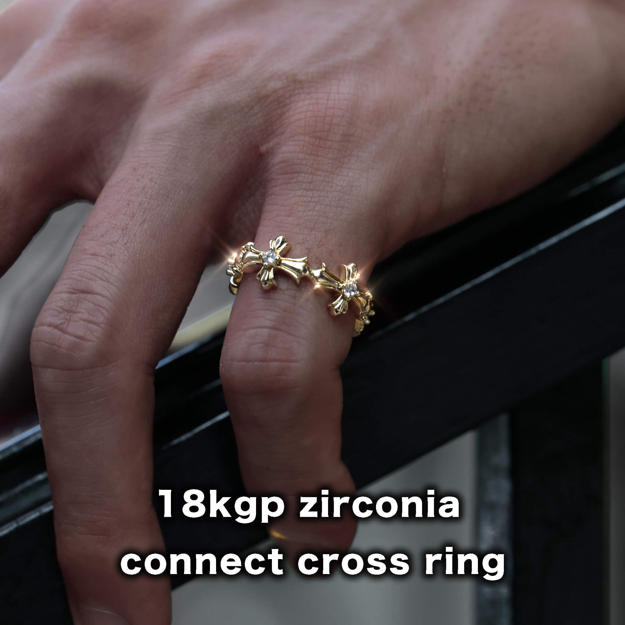 18kgp zirconia connect cross ring