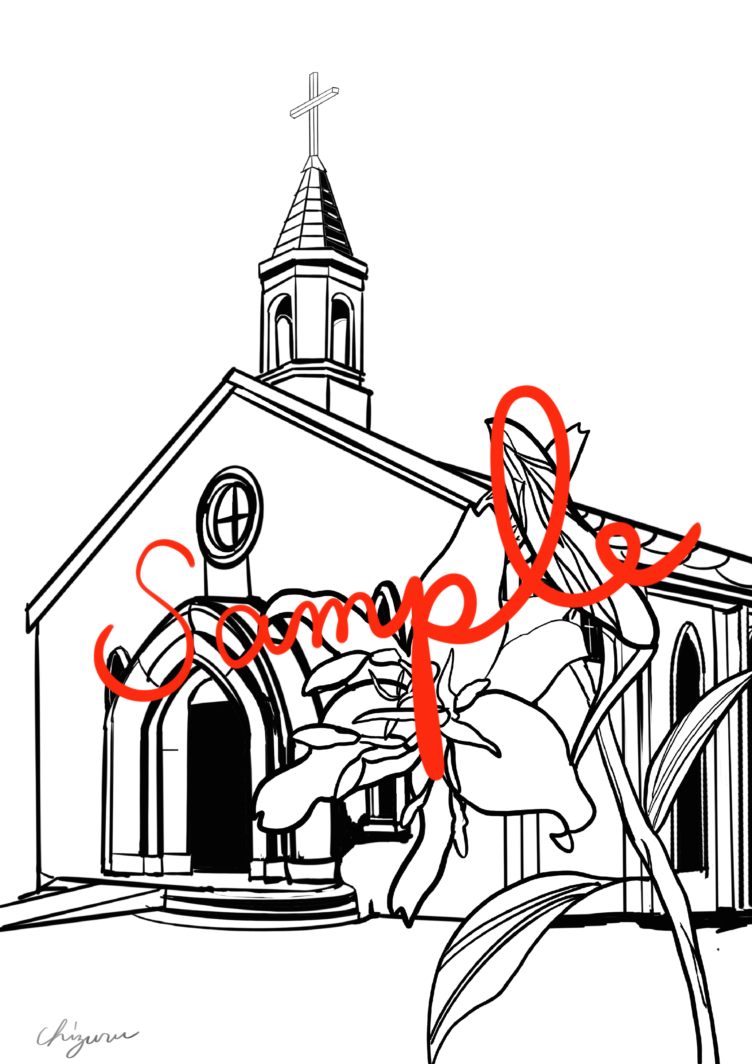【切り絵セット】百合の教会の作品で気軽に切り絵を始めてみませんか。