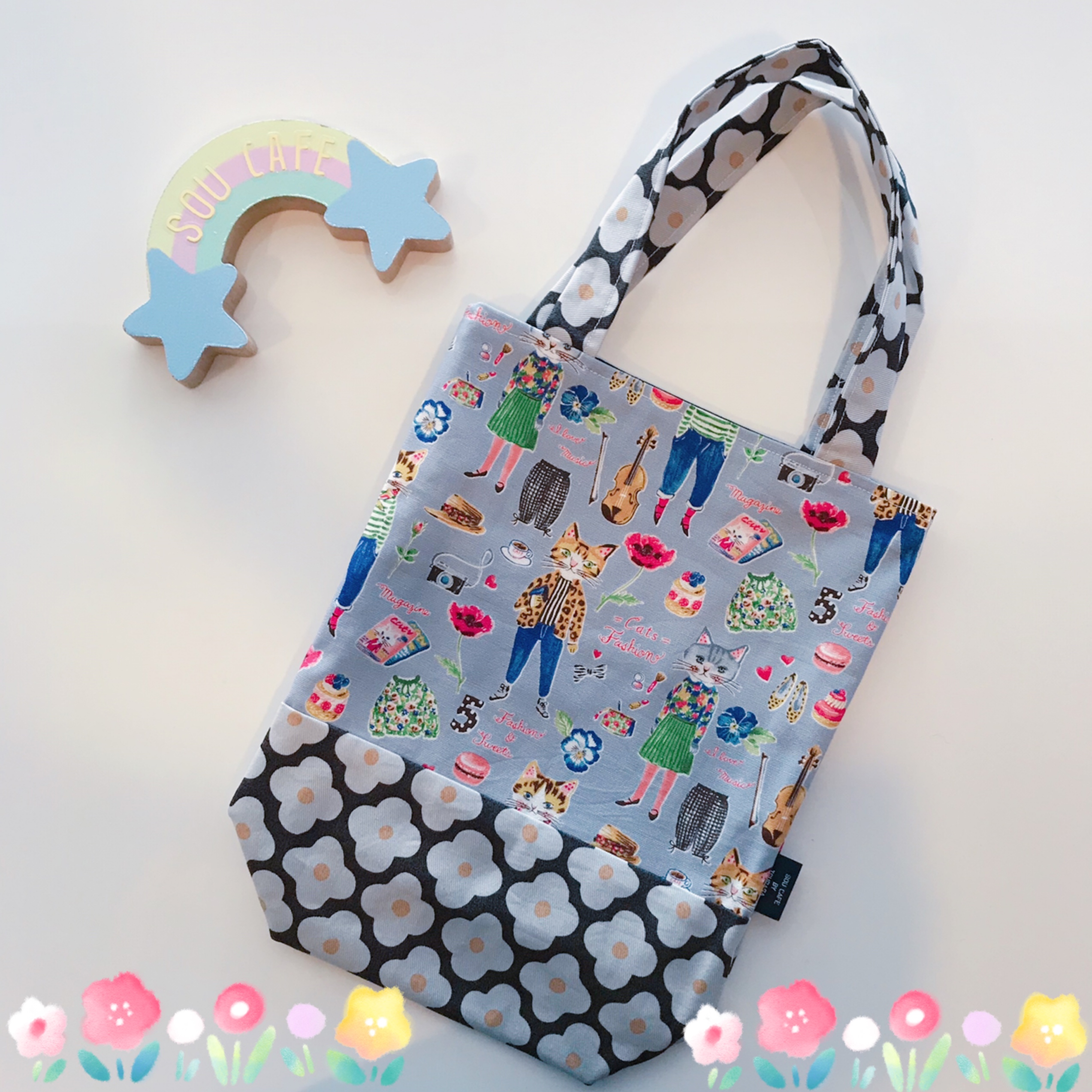 新商品♡手さげバッグ〜おしゃれなネコ（グレー）〜