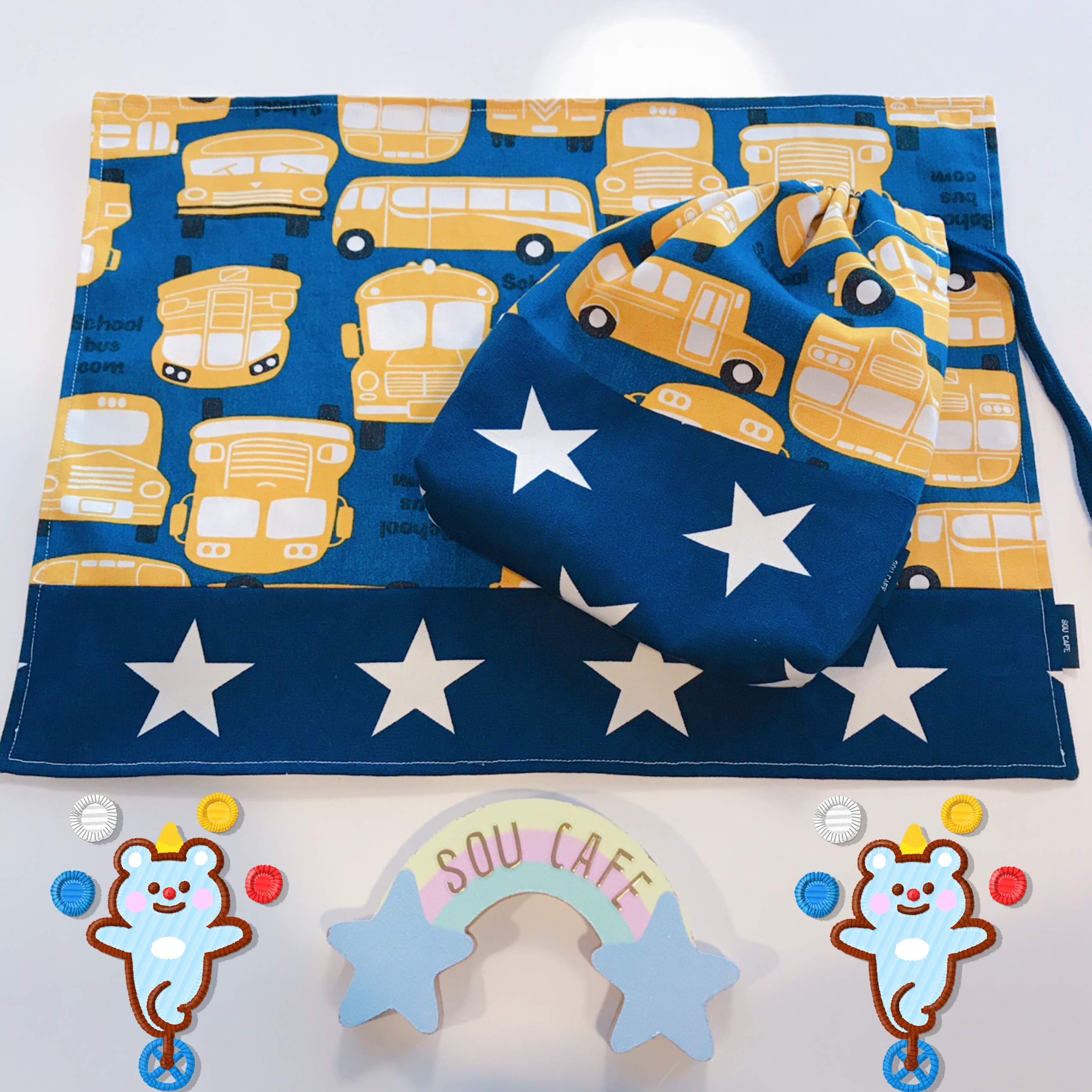 新商品♡ランチ2点セット〜スクールバス柄（イエロー）〜