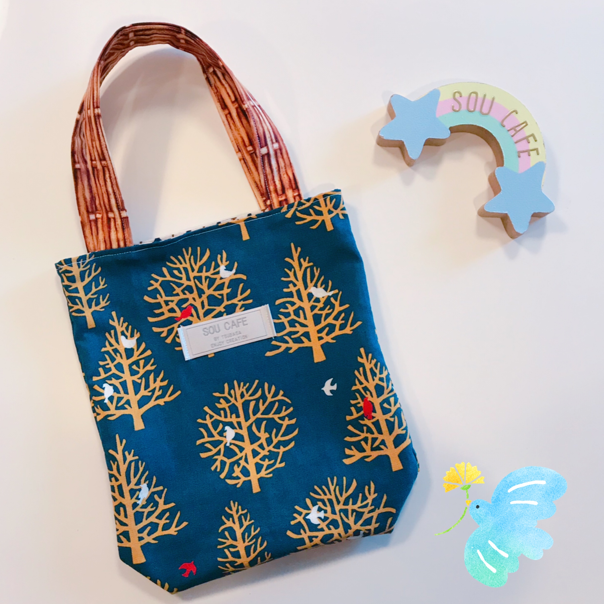 新作♡手さげバッグ小〜Bird&Tree〜