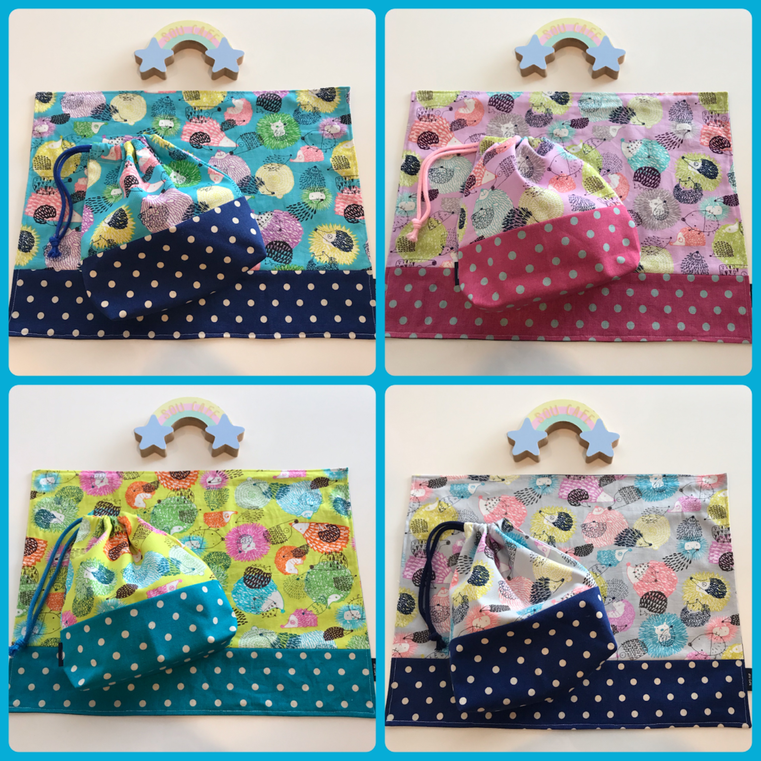 新商品♡ランチ２点セット〜カラフルハリネズミ柄〜