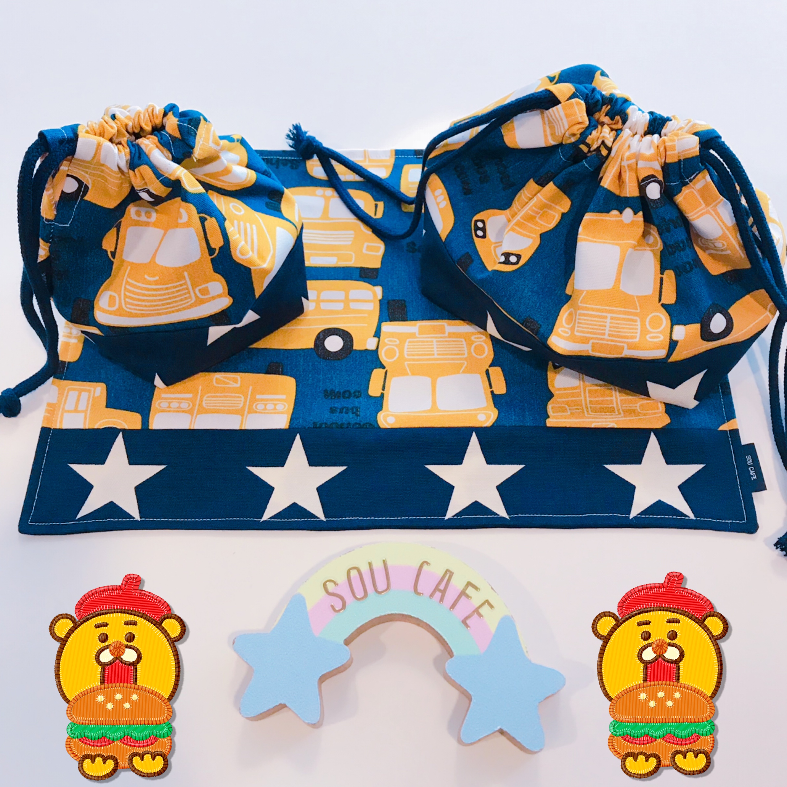 新商品♡ランチ3点セット〜スクールバス柄（イエロー）〜