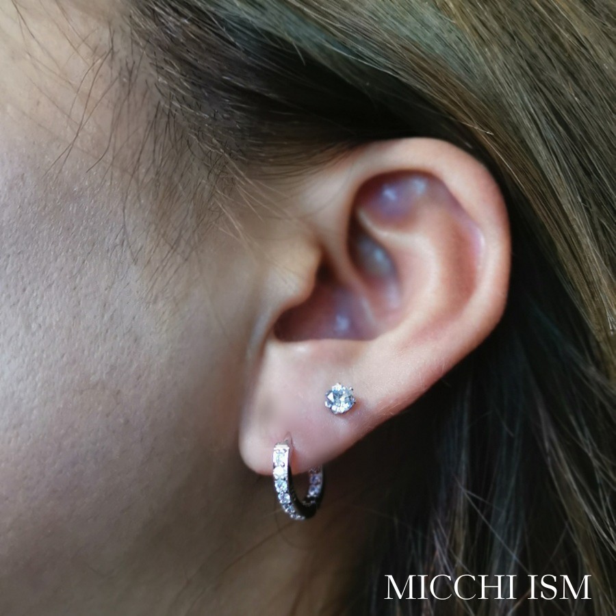 ジルコニアリングピアス silver925 輝石 キラキラ luxury 流行り 