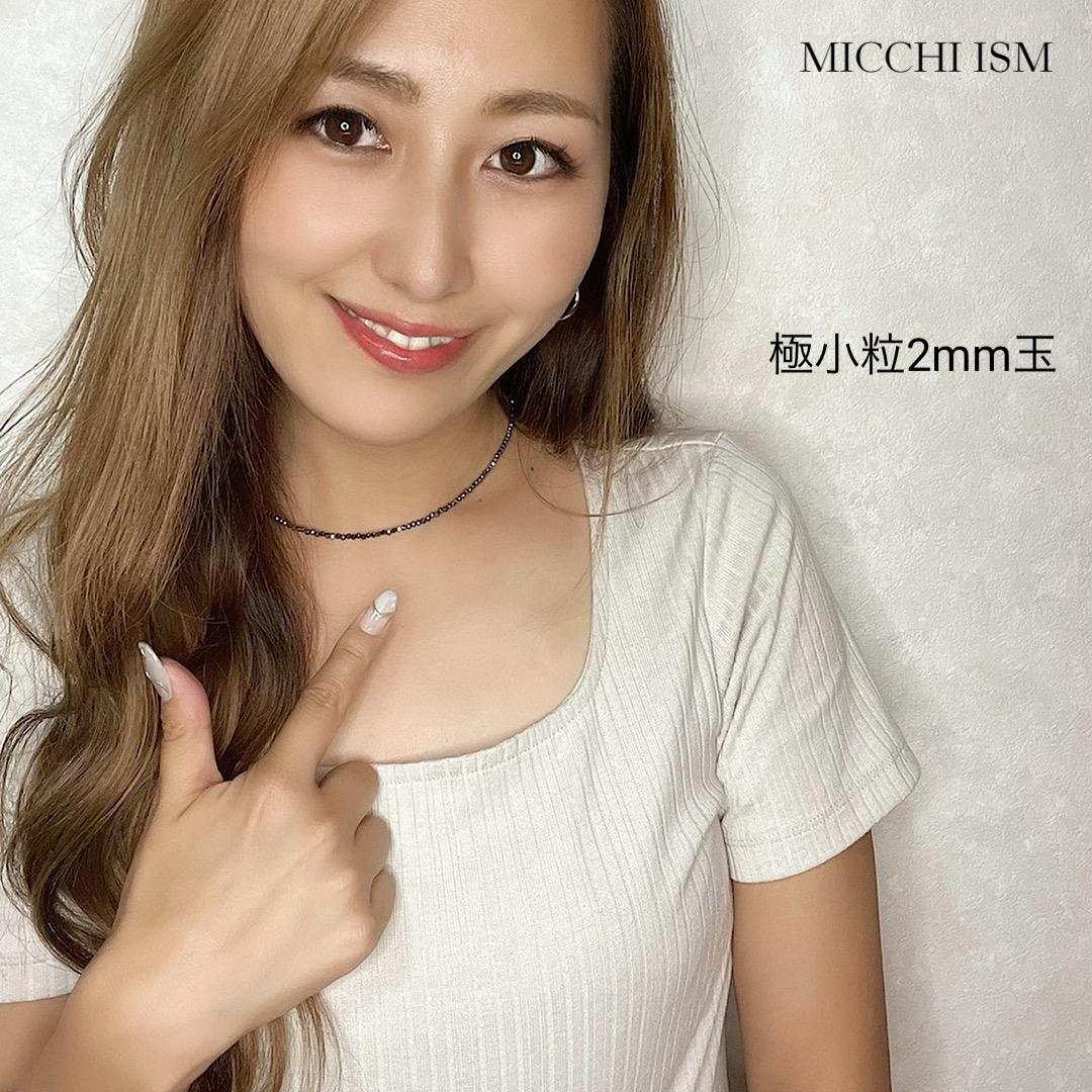 Luxury handmade  necklace 2mm玉　極小粒テラヘルツ
