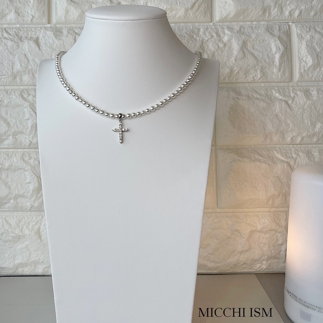 新商品　【Luxury Pearl&zirconia cross necklace】