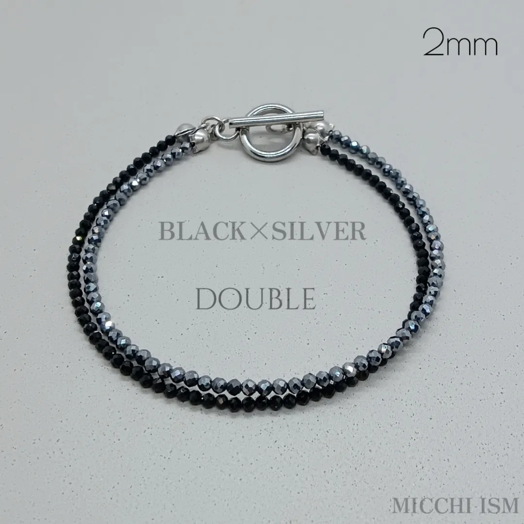 新商品。2mm玉二連ブレスレット アンクレット 細め キラキラ