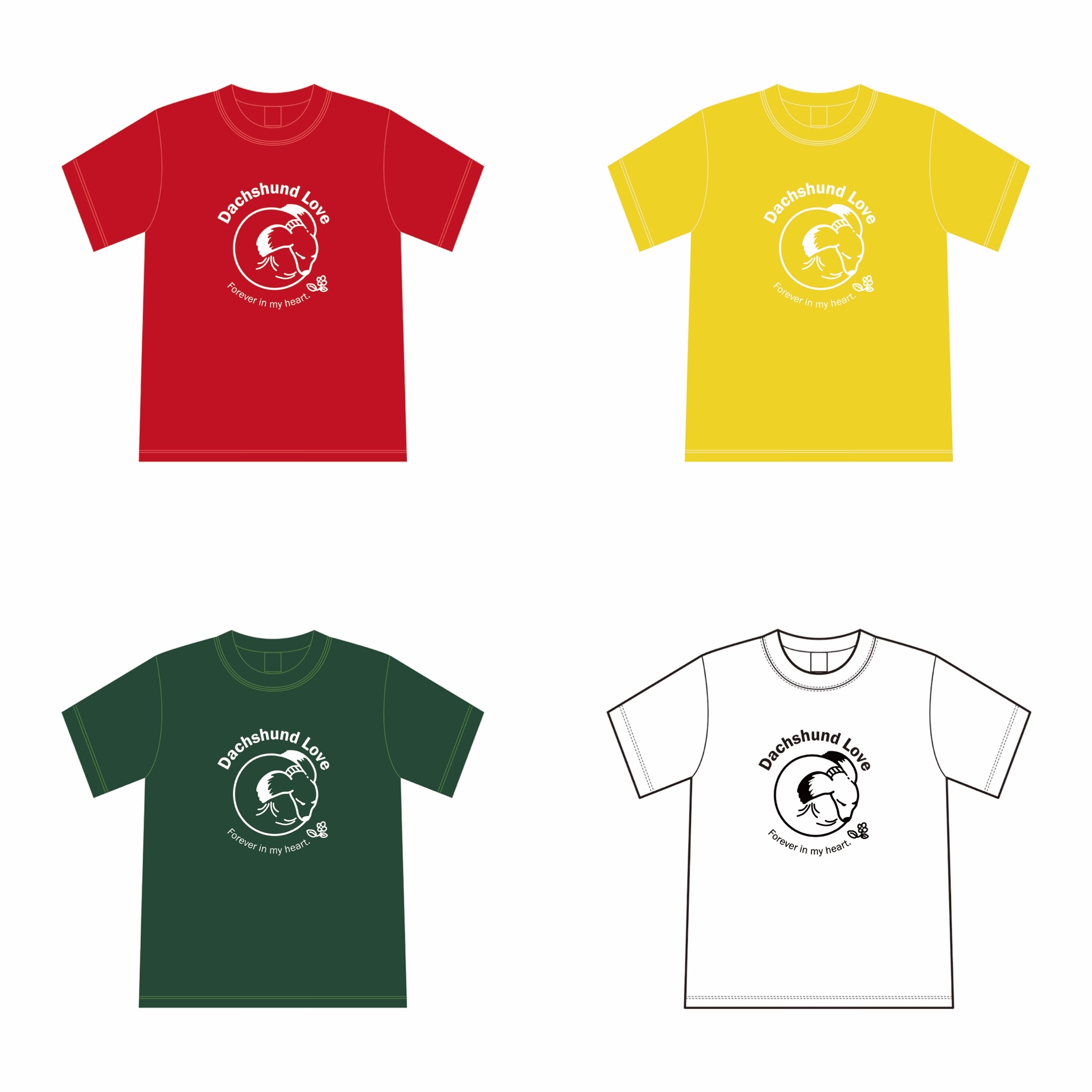 💝まん丸ダックスのシルク印刷Tシャツ