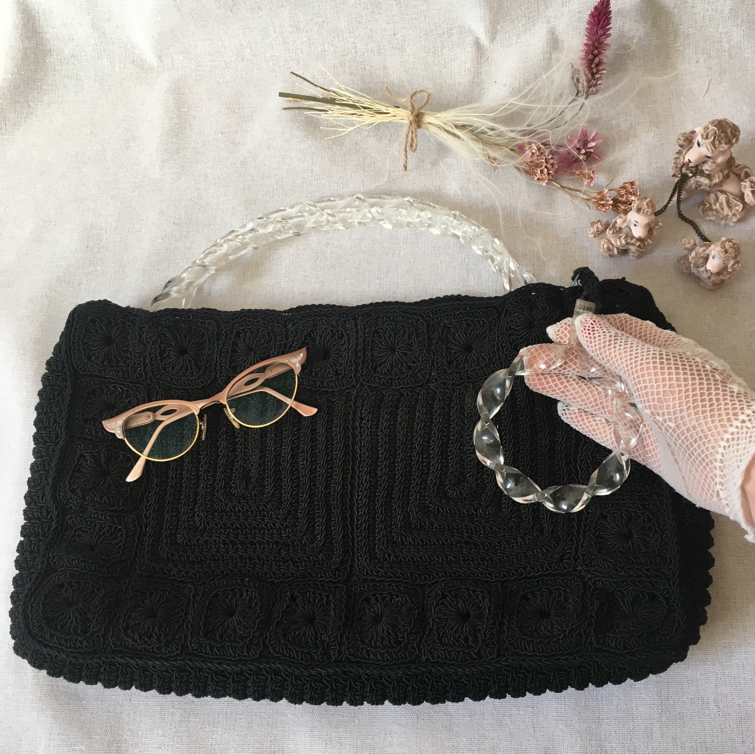 50's vintage crochet bag