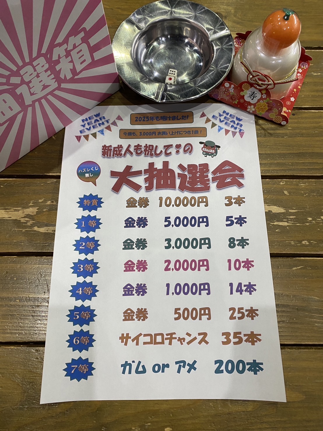 2025.1/1 🎍元旦🎍新年のご挨拶と1月は大抽選会🤠