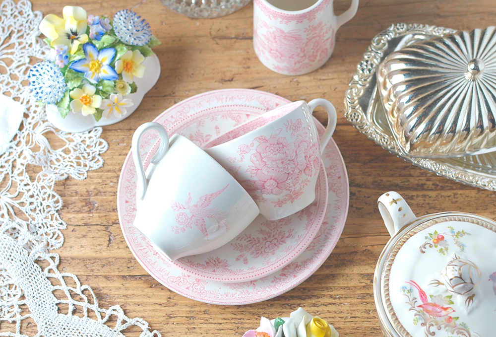 英国食器バーレイPink Asiatic Pheasants