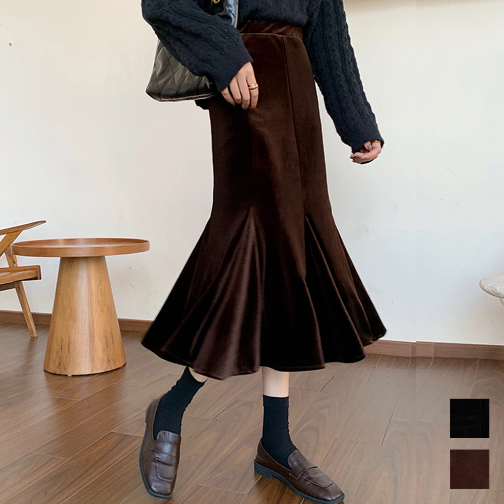 マーメイドスカート ベルベット 韓国風