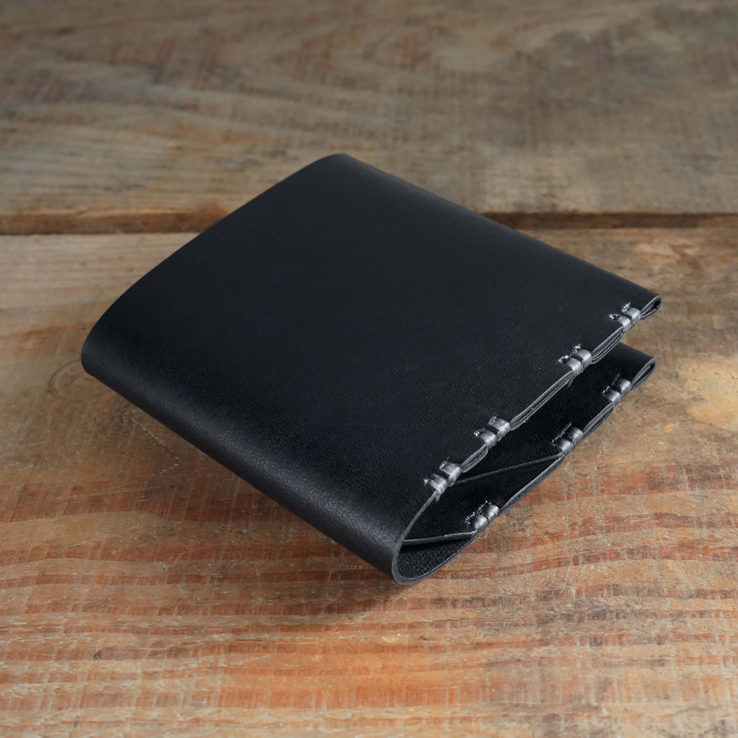 【オーダーメイド】純札入れ 鹿革 紺 + 縫い糸のカスタマイズ「白」