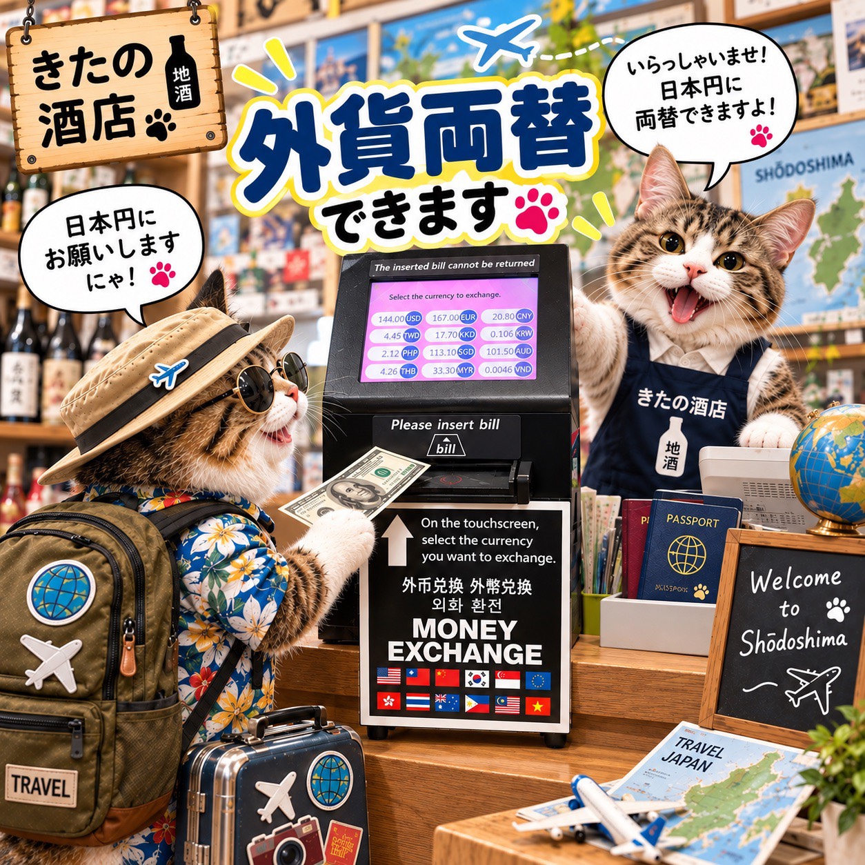 実は【きたの酒店】外貨両替出来るんです(。•̀ᴗ-)✧