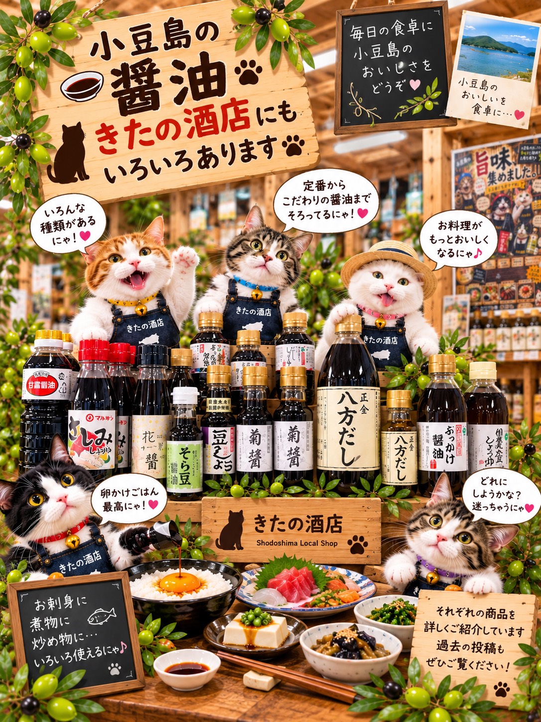 『小豆島のお醤油色々揃ってま〜す(。•̀ᴗ-)✧』
