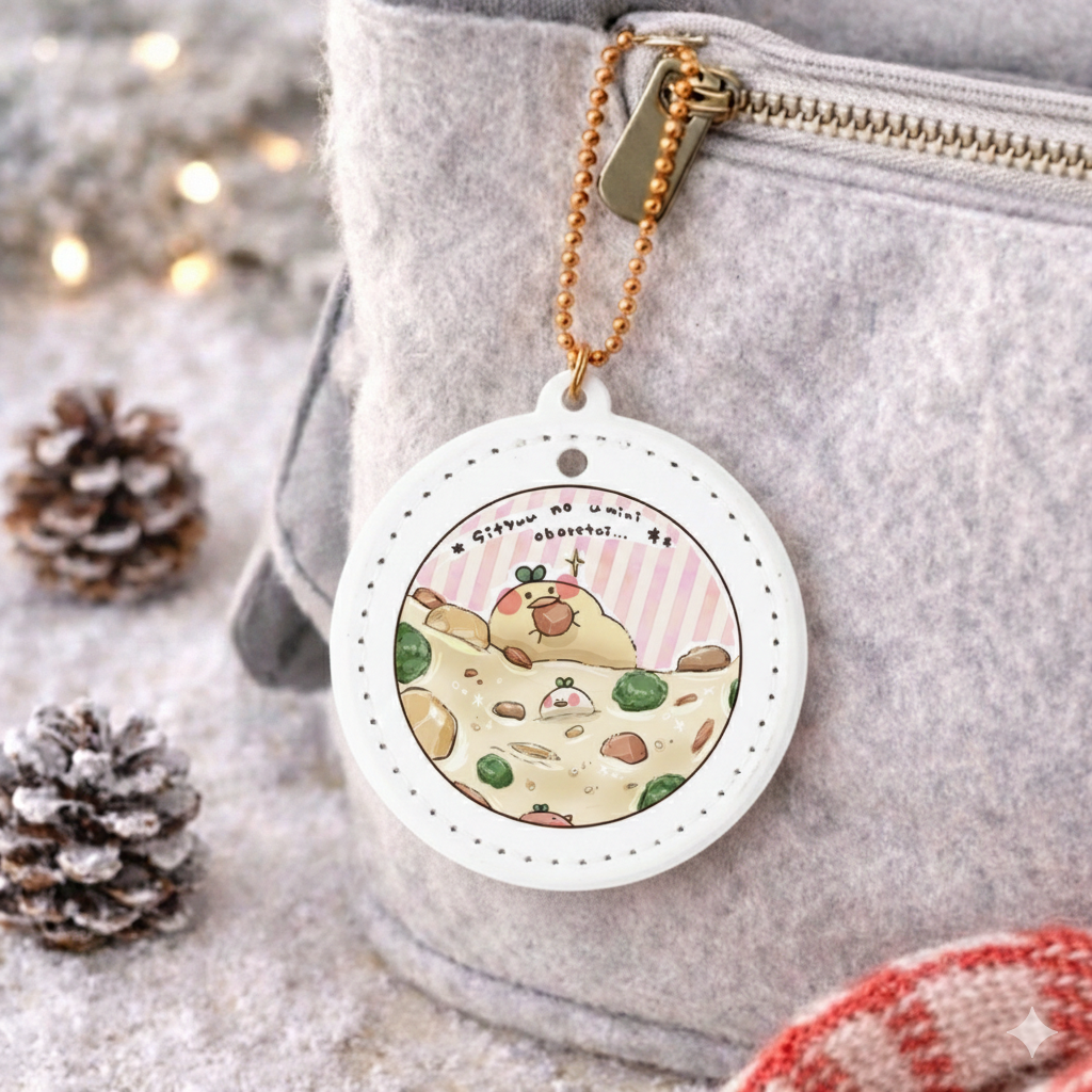 🍲ひよこっちのがすやすや、シチューの中で夢心地｜？キーホルダー🐣