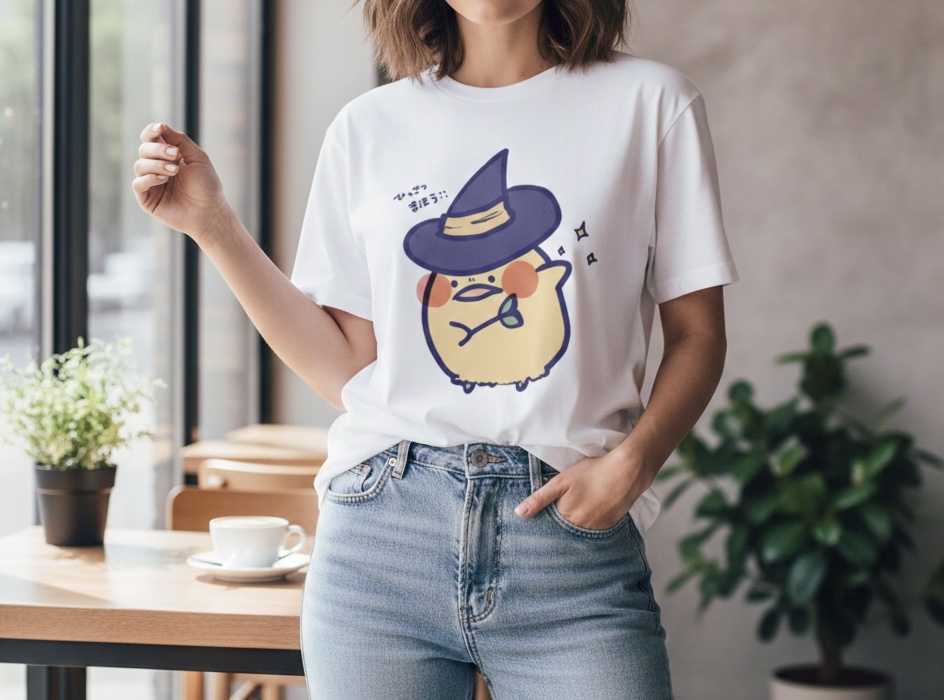 人とかぶらない、クセになるTシャツ🐣【ひよこっち魔法使いTシャツ】