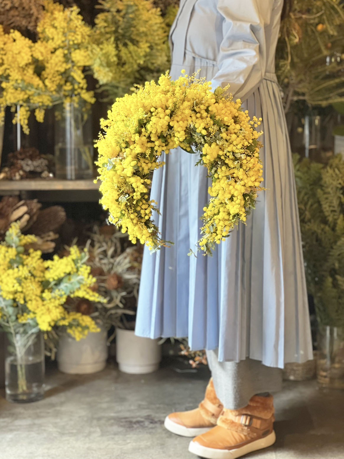 □ミモザ＆ユーカリ馬蹄リース（1/23〜2/24）