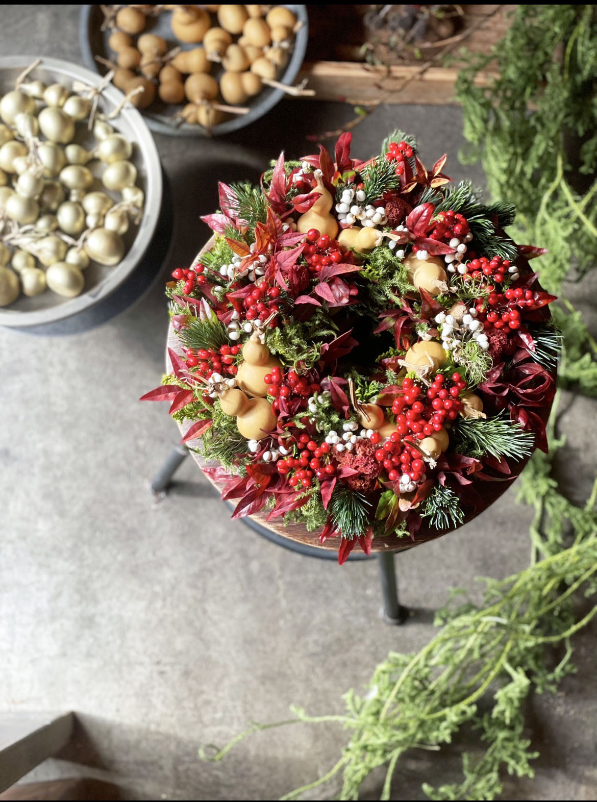 □瓢箪・南天リース(12/16～12/21）