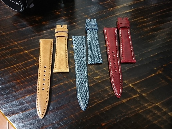 時計ベルトの新作3本が完成しました。