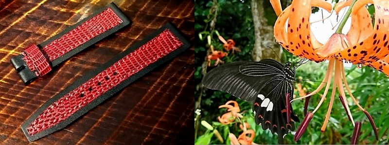 黒とエンジの時計ベルトを作ってみました~。
