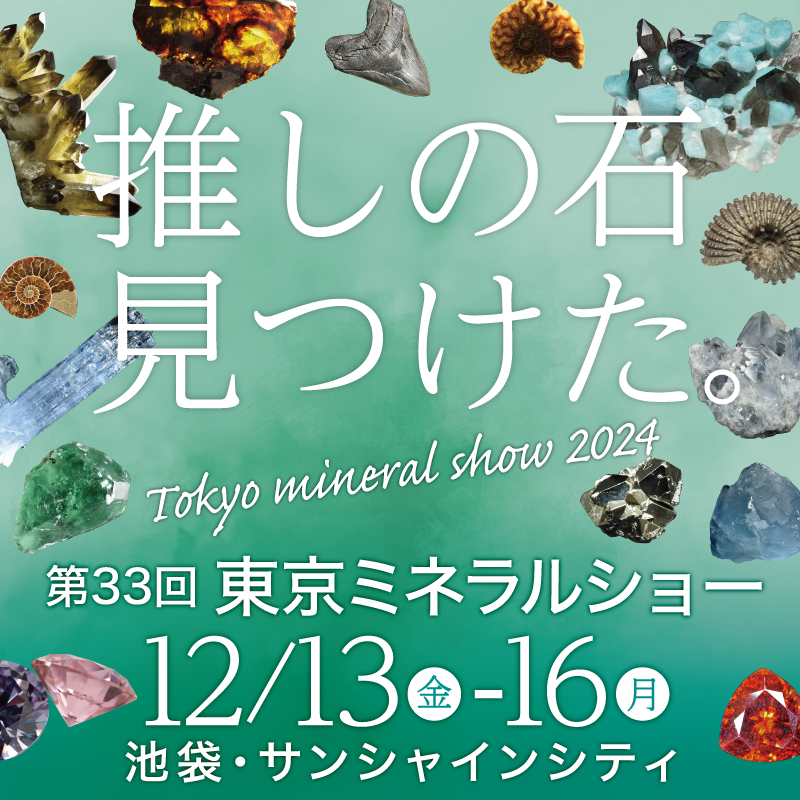 【第33回東京ミネラルショー　2024年12月13日（金）～16日（月）】に出展いたします