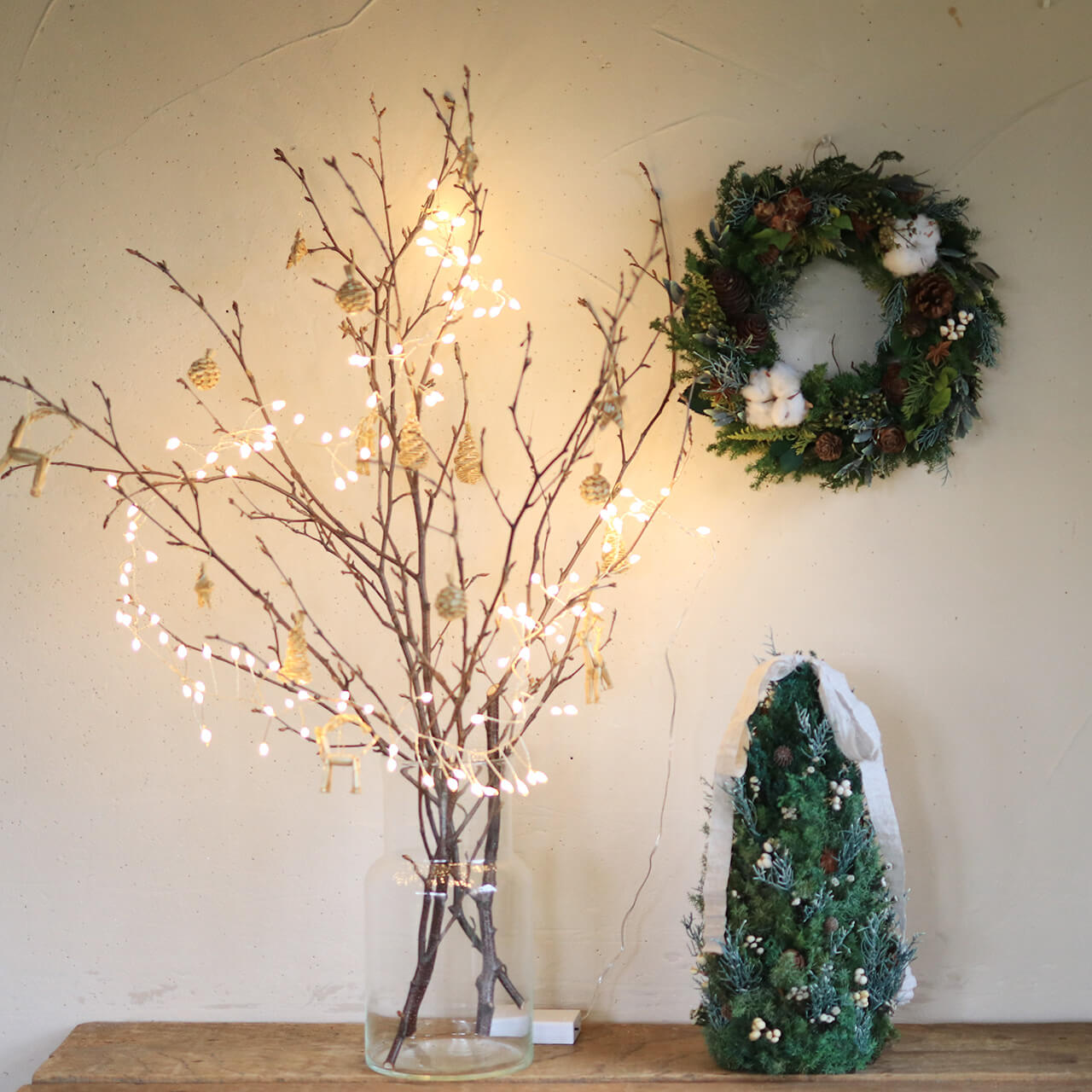 富良野の白樺の枝とヒンメリでおしゃれな北欧風クリスマスツリーに♪