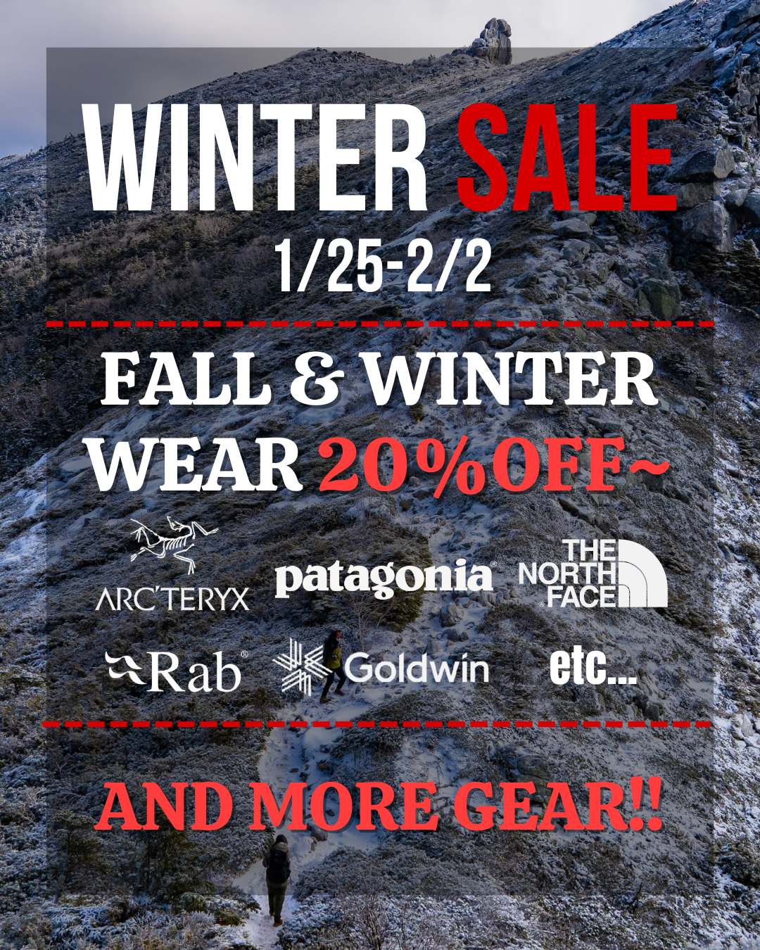 【 1/25-2/2 WINTER SALE 】 秋冬ウェアを中心に、ドドッとクリアランスセール!!