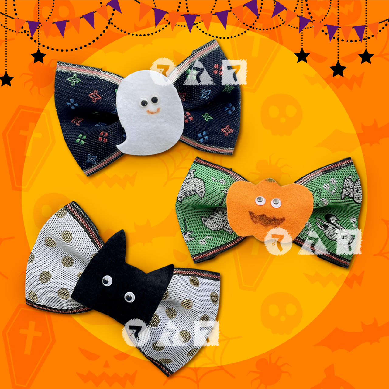 ちょっと和風？畳縁のハロウィンブローチ