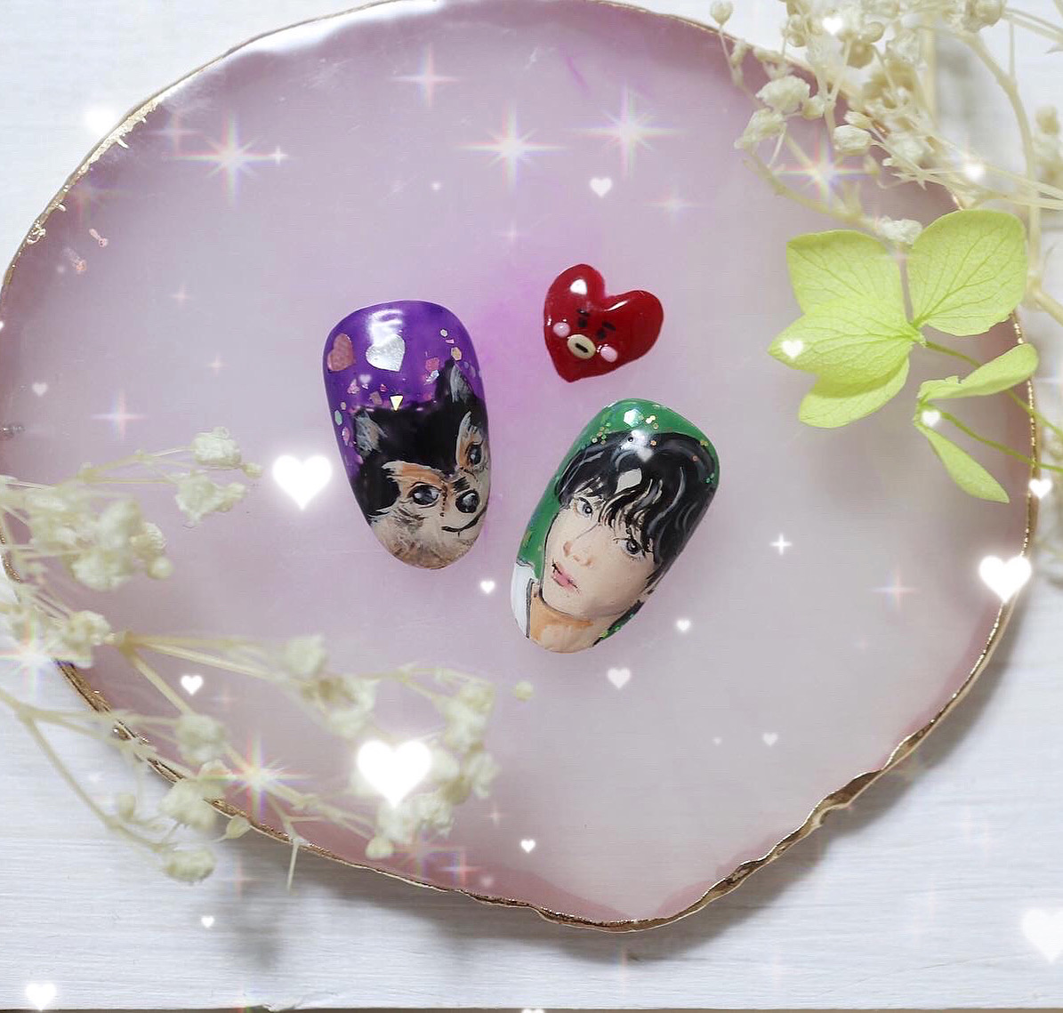 BTS⭐️模写ネイル💚💜🐶
