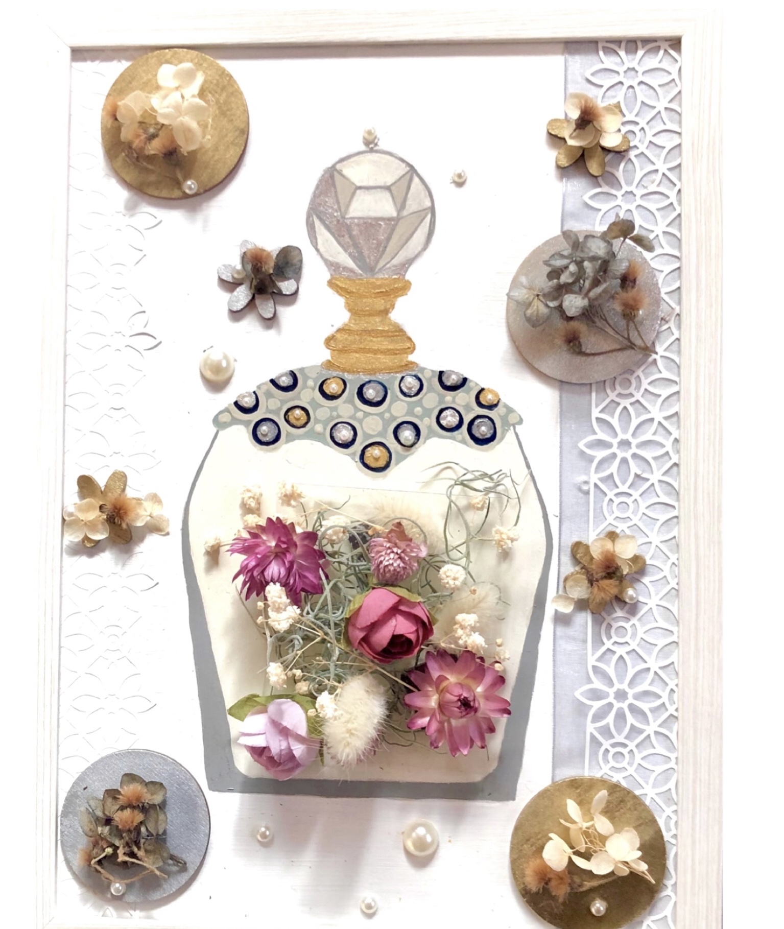 💠香水瓶型アレンジ💠 💠@まみこ　アトリエ ラピスラズリ　コラボ　