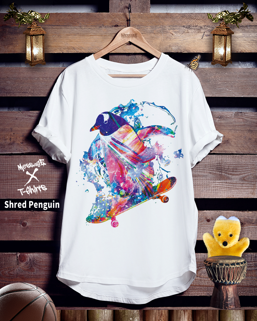スケートボードTシャツ「Shred Penguin」