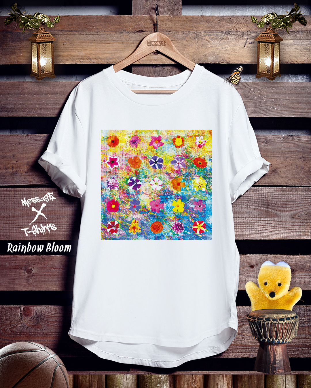 フラワーアートTシャツ「Rainbow Bloom｣