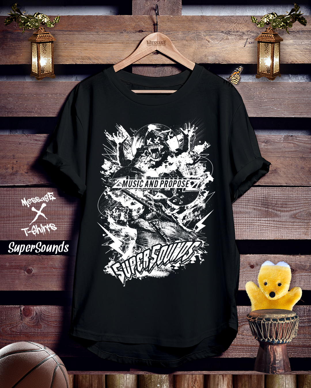 ロックストリート黒Tシャツ「SUPERSOUNDS」