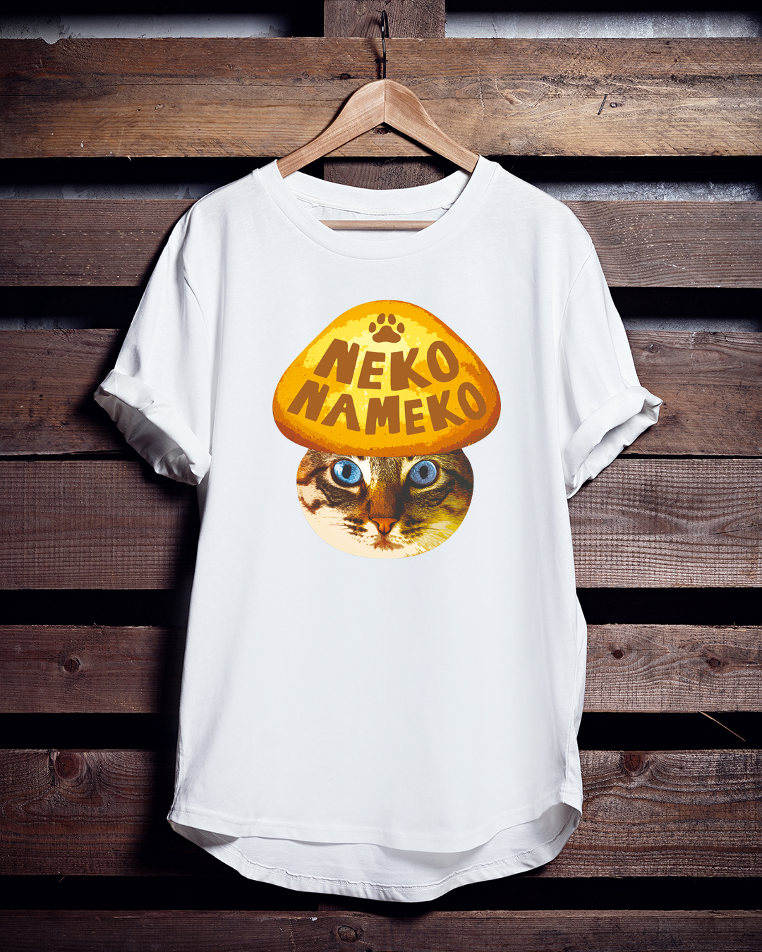 アニマルTシャツ「ねこなめこ」