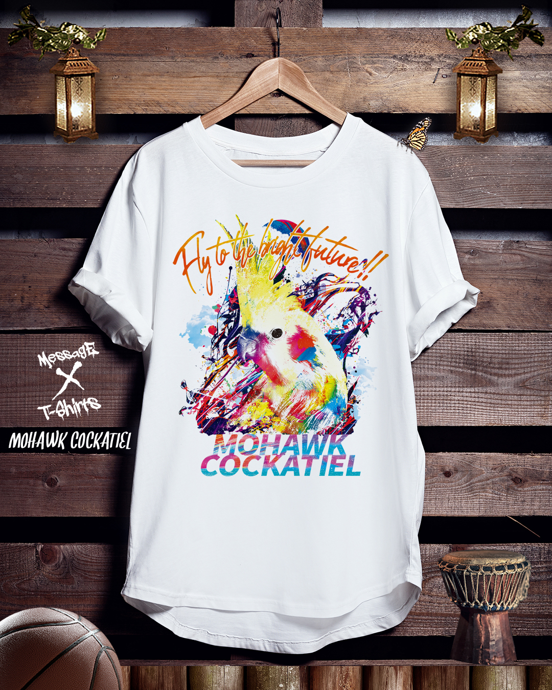 オカメインコTシャツ「MOHAWK COCKATIEL」