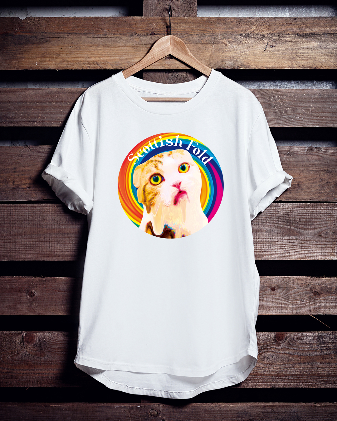 ねこTシャツ「とろけるスコティッシュフォールド」