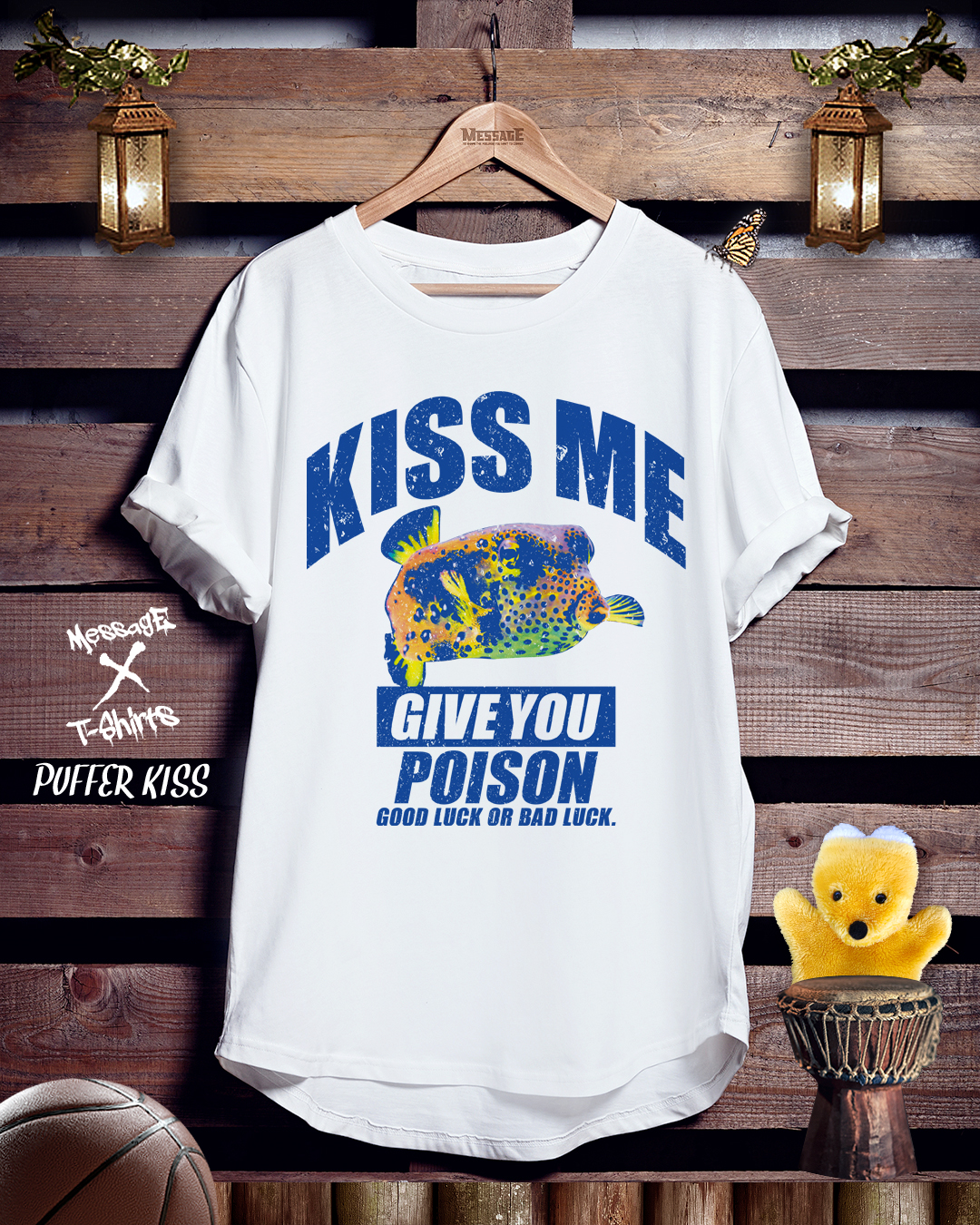 ミナミハコフグTシャツ「PUFFER KISS」