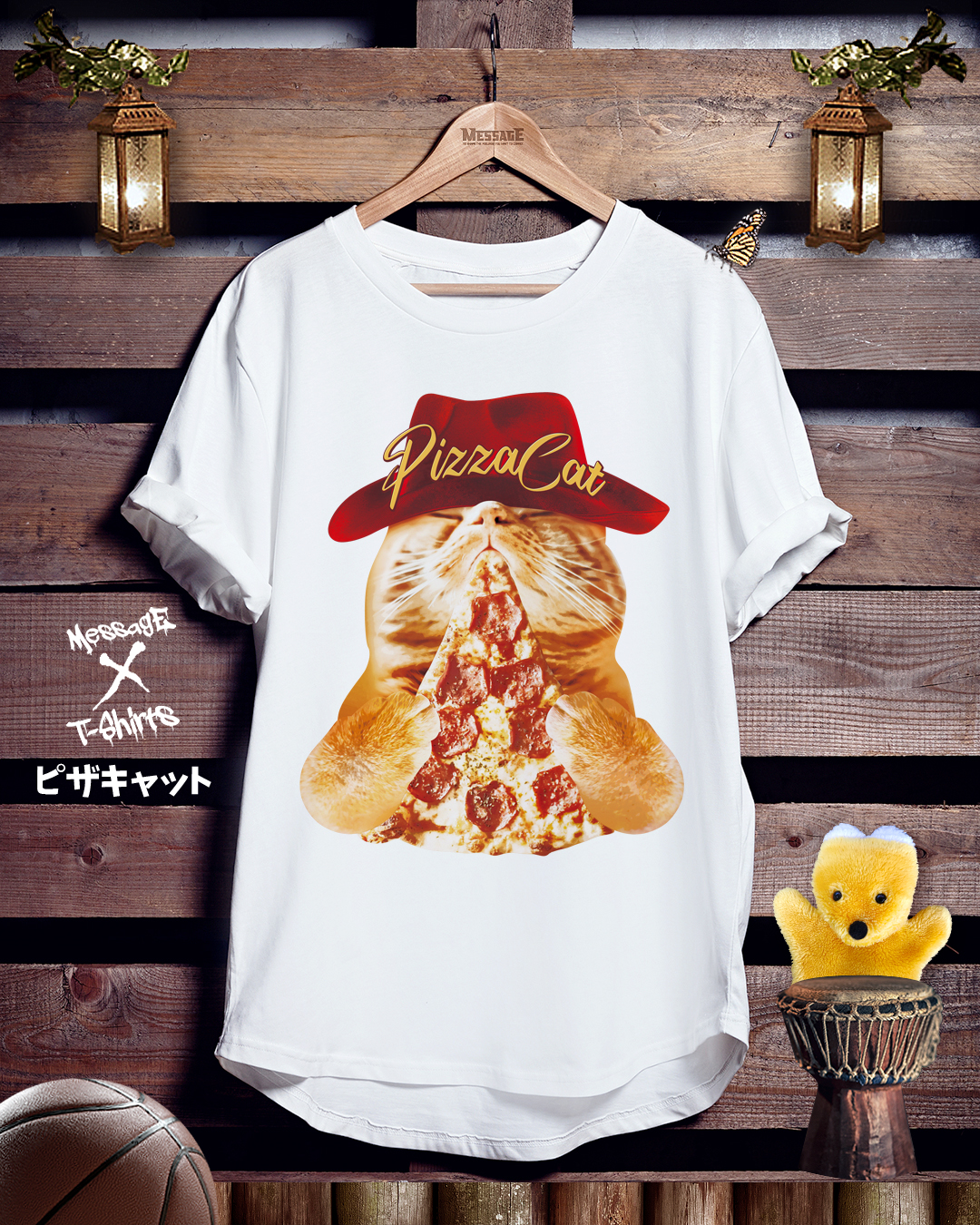 おもしろねこTシャツ「ピザキャット」