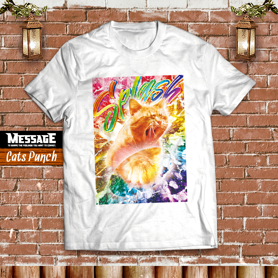おもしろねこTシャツ「Cats Punch」