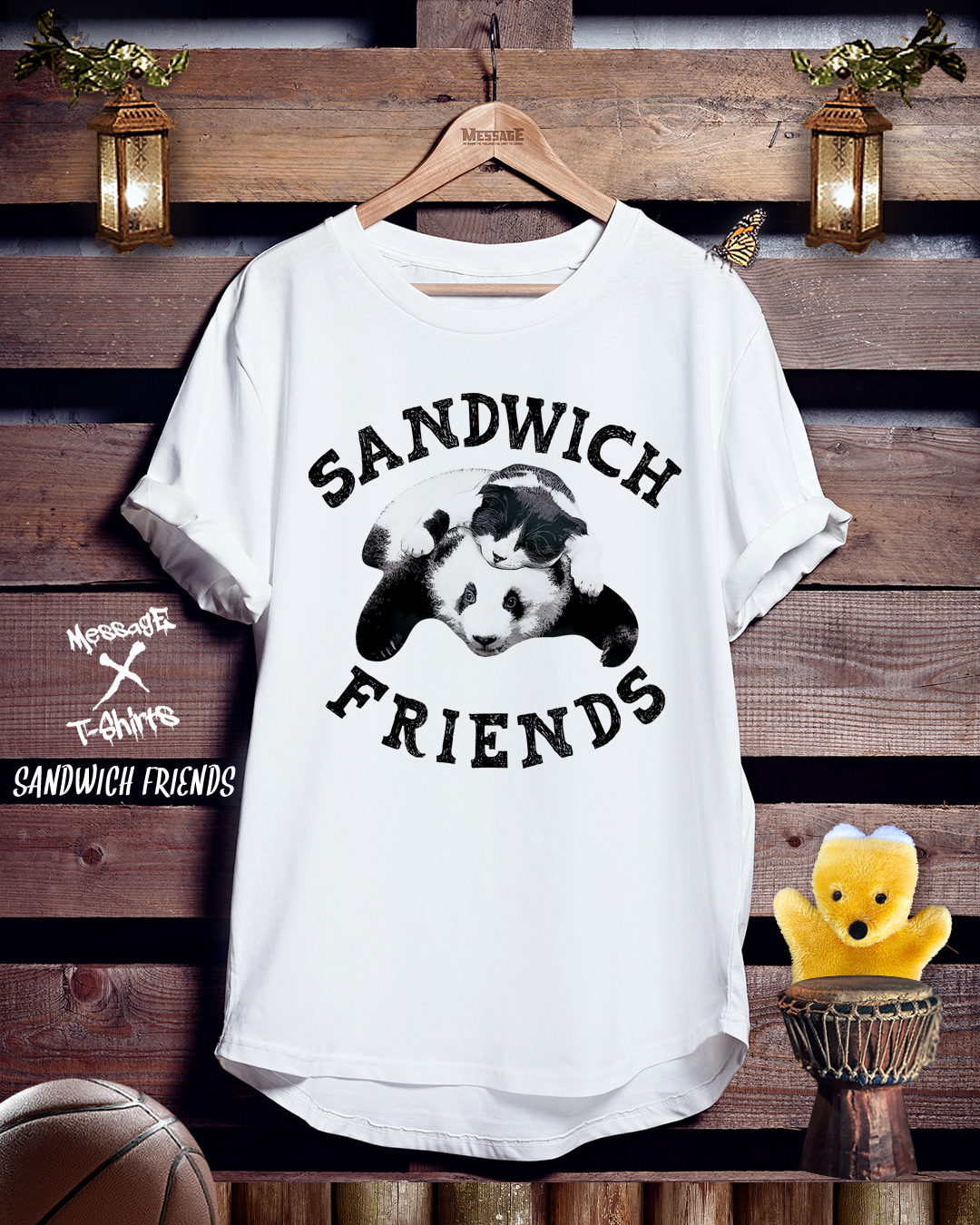 ねこパンダTシャツ「SANDWICH FRIENDS」