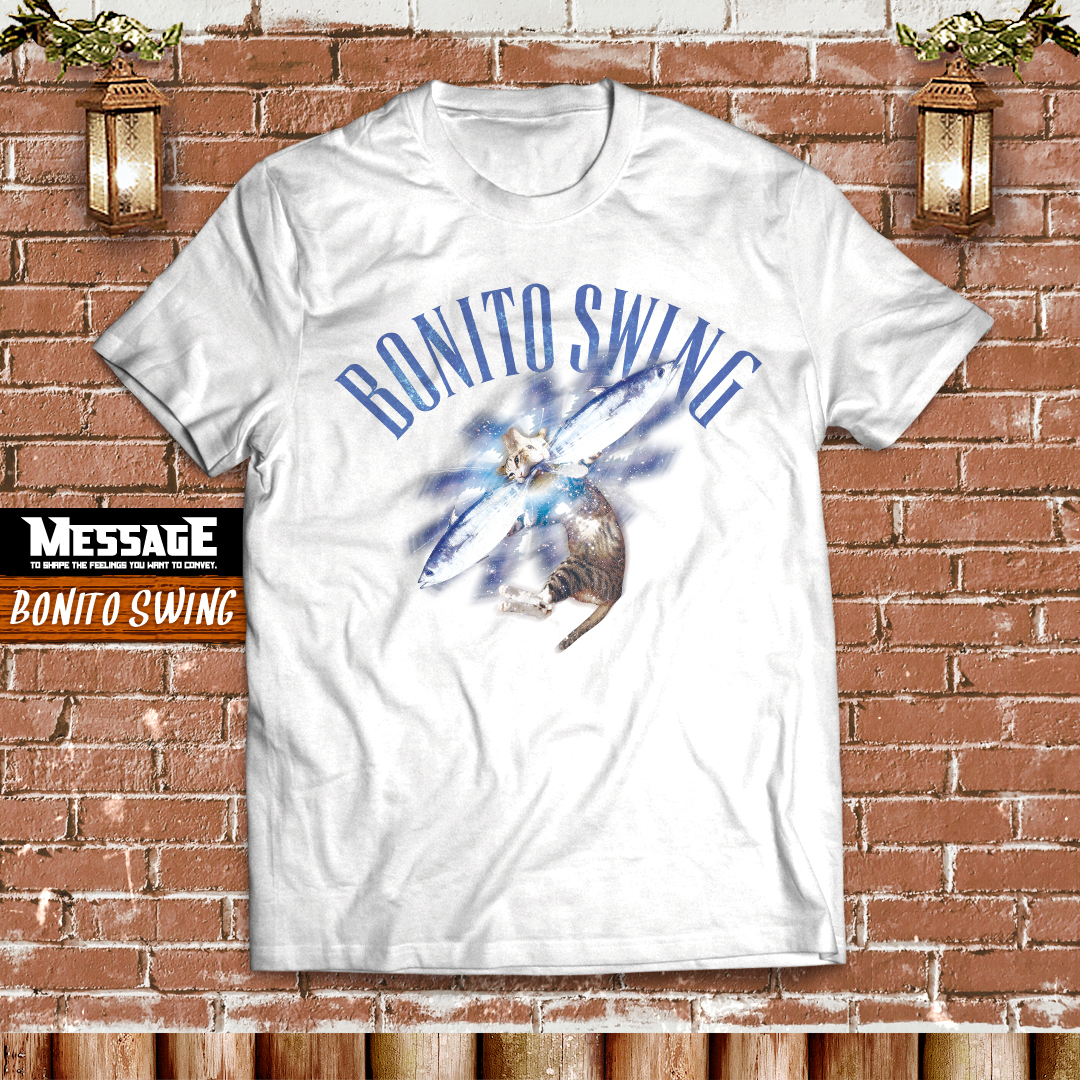 おもしろねこプロレスTシャツ「BONITO SWING」