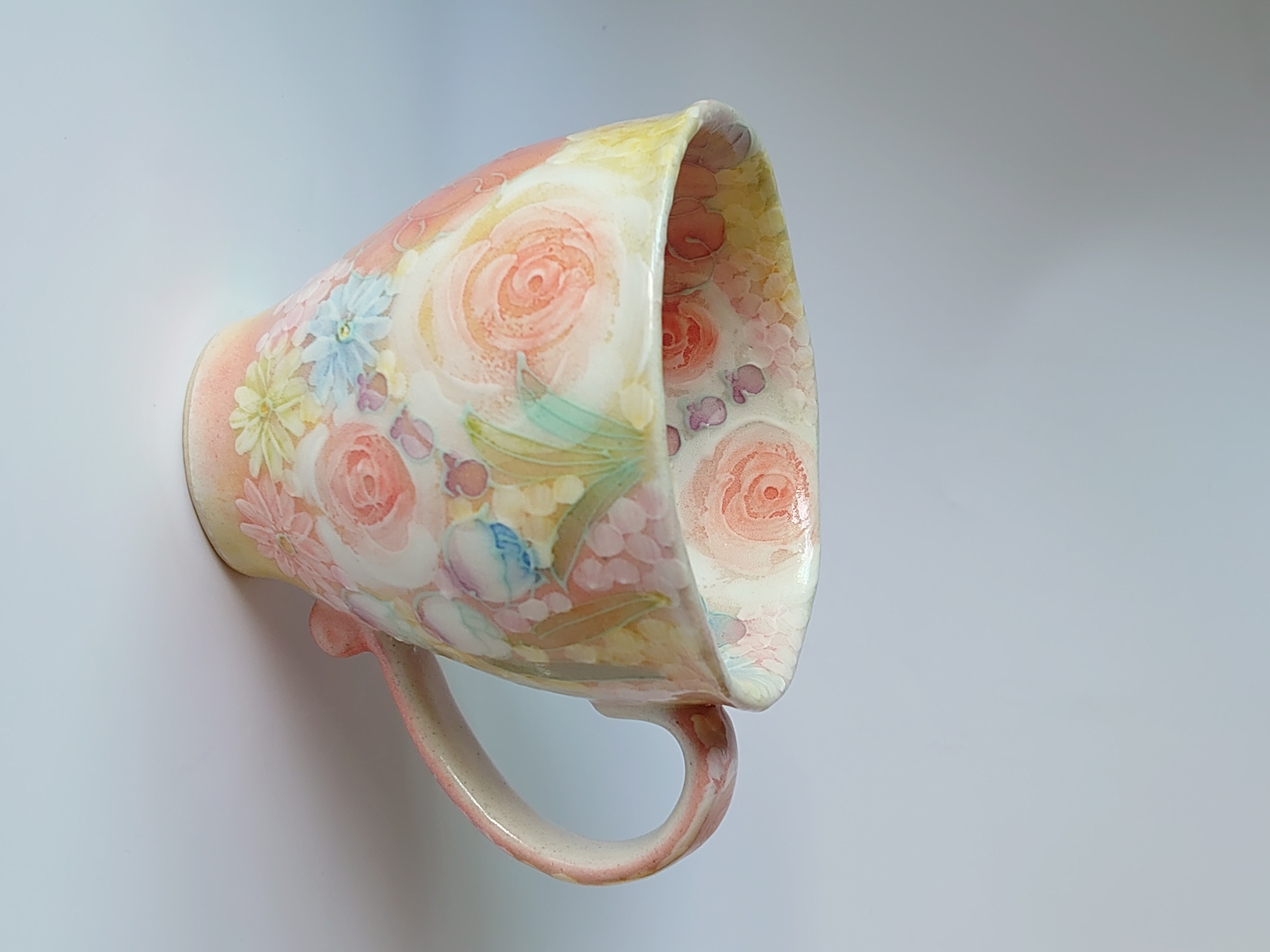 工房ゆずりは綺麗で丁寧な絵付けのマグカップ福々碗平安雅花女性に喜ばれる贈り物在庫有