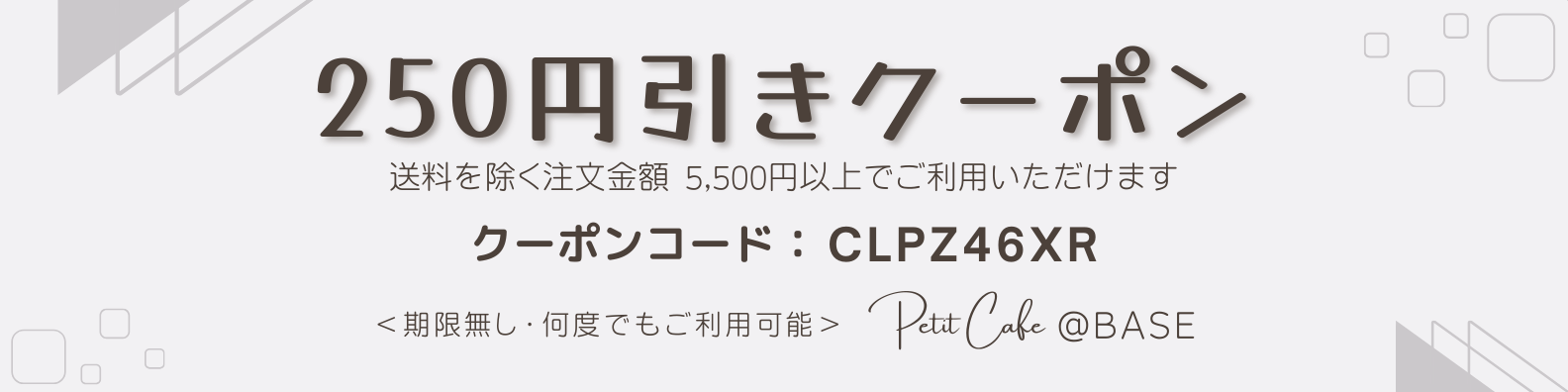 250円引きクーポンの配布を開始しました