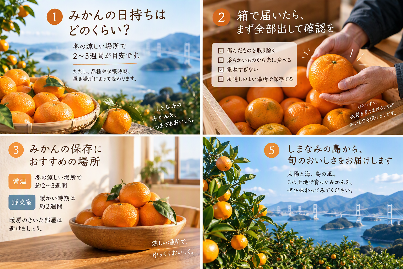 みかんの日持ちはどのくらい?しまなみ海道のみかん屋さんが保存のコツを解説します!